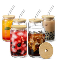 6 (16oz) Bamboo Cups with Lids and Glass Straw (NEW!!!)