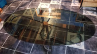 Tinted Ellipse Glass Coffee Table - Vintage