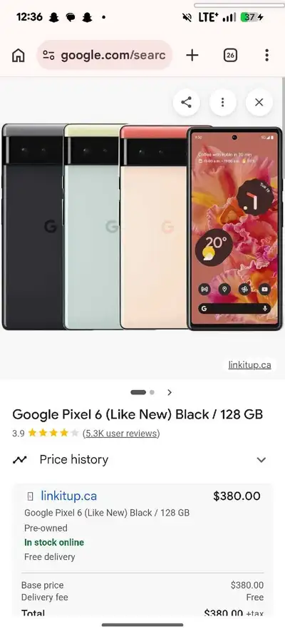 Unlocked pixel 6 128gb 5G, View more