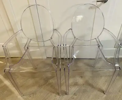 2 Clear Ghost chairs- Acrylic , View more