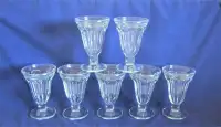 Vintage Footed Soda Fountain Tulip Style Glasses  Seven Count