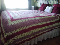 Hand knitted wool bed cover/blanket