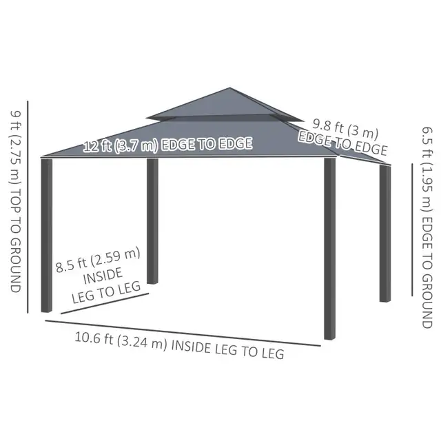 10' x 12' Double Roof Patio Gazebo Canopy, Outdoor Gazebo Shelte in Patio & Garden Furniture in Markham / York Region - Image 4
