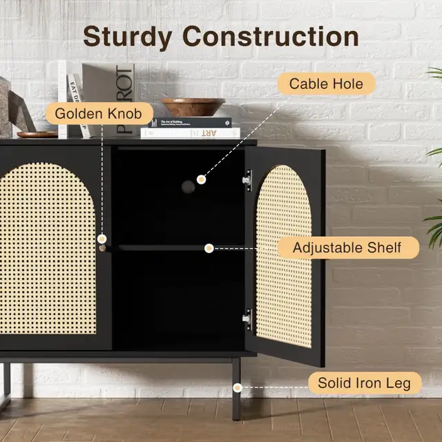 Sideboard Buffet Cabinet with Rattan Doors in Hutches & Display Cabinets in City of Toronto - Image 5