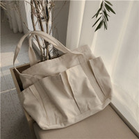 Stylish large-capacity canvas bag, white，brand new