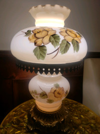 Vintage hurricane lamp hand painted 