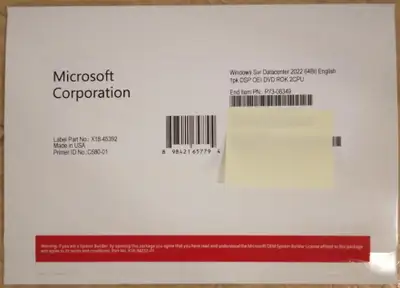 Microsoft Windows Server Datacenter 2022 64Bit Eng. DSP OEI DVD, View more