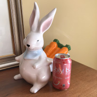 Large Rae Dunn Spring Bunny Rabbit and Carrot Cart Figurine 