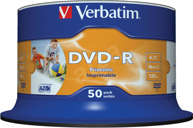 Verbatim DVD-R 4.7GB 16x 50pcs -  BOITE NEUVE SCÉLLÉ dans Accessoires pour iPad et tablettes  à Longueuil/Rive Sud - Image 2