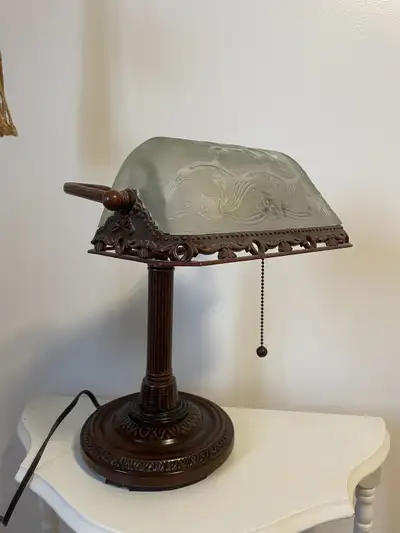 Lampe de banquier vintage / vintage banker's lamp, View more
