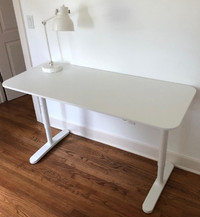 Ikea long Bekant desk, white, adjustable height