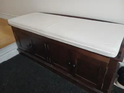 Wood (shoe) storage bench with cushion, View more