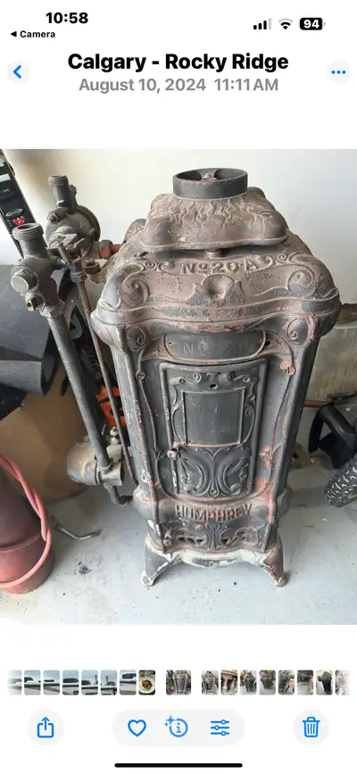 Antique Cast Iron Humphrey Water Heater, View more