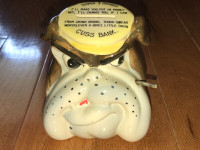 Vintage CUSS BANK Ceramic Bulldog made Japan Coin Bank Swear Jar