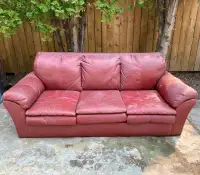 Red Leather Couch and Loveseat
