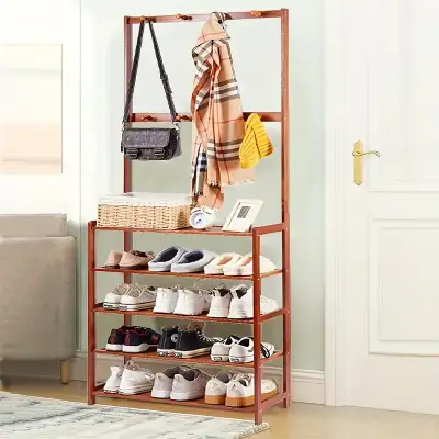 NEW Bamboo and Coat Shoe rack 5-tier shelf organizer entryway, View more