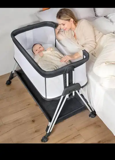Baby Bassinet Bedside Sleeper with Wheels and Storage Tray, with, View more