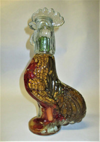 Art Décor for the Table Rooster Shaped Glass Bottle Sealed, Good