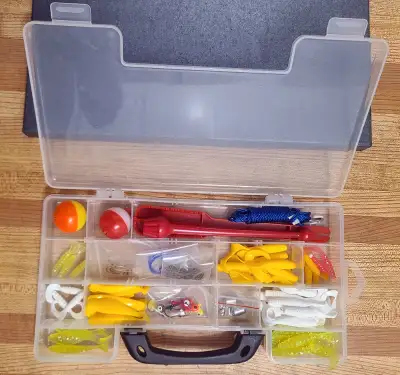 NEW - Fishing tackle box starter kit - hooks weights floats jigs, View more