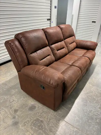 Reclining sofa, brown leather, View more