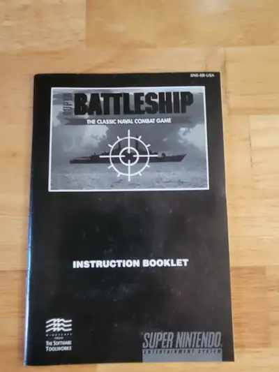 Battleship manual for the 1993 Super Nintendo game. Manual Only. Instruction booklet has a few sligh...