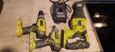 Ryobi Cordless Impact, Rotery Drill, Saw Zaw and Charger, View more