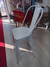 White High Backed Metal Stools