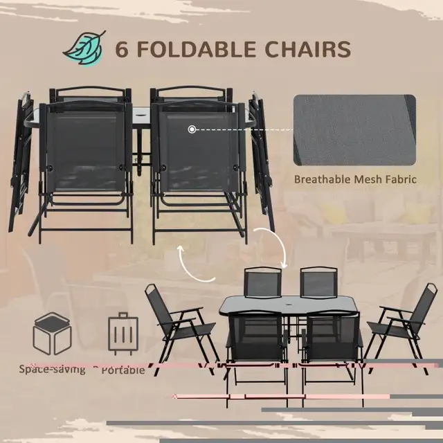 8 Piece Patio Dining Set for 6 with Umbrella, Outdoor Table and  in Patio & Garden Furniture in Markham / York Region - Image 5