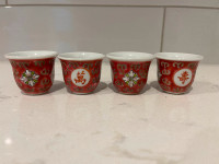 Vintage Chinese Famille Rose Mun Shou Longevity Sake/tea cups