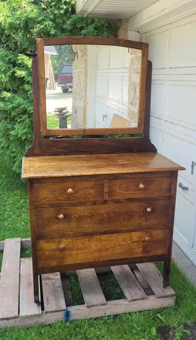 Antique Walnut Dresser w/ Mirror, View more