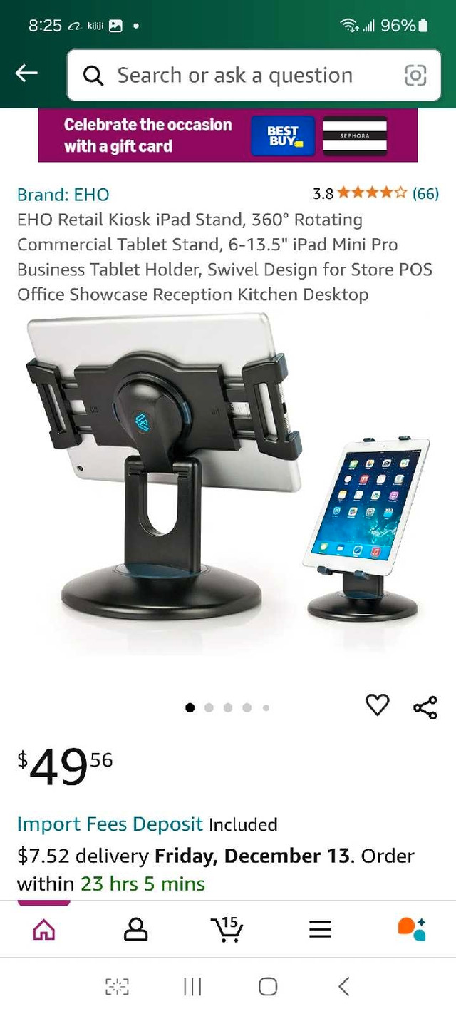 EHO Retail Kiosk iPad Stand, 360° Rotating Commercial Tablet Sta in iPads & Tablets in Markham / York Region - Image 3