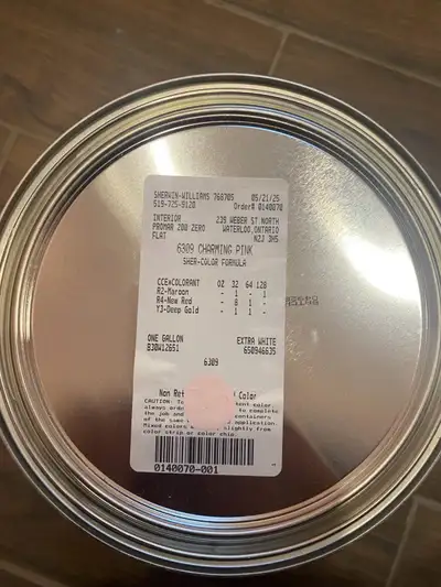 1gal SW6309-Charming Pink Promar 200 Flat Bought too much, this gallon is unopened Purchased and mix...