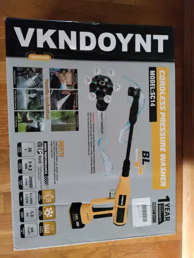 New Vkndoynt Cordless Pressure Washer for sale. Model: SC14 Cordless Pressure Washer, 2000PSI MAX Po...