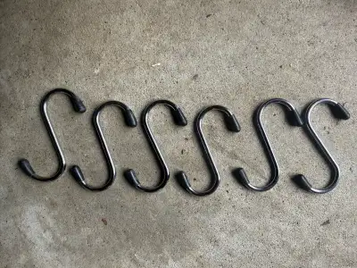 Heavy duty 3” S hooks with rubber tips PKG 6, View more