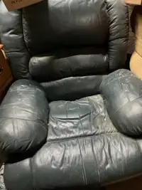 BIG Dark Green Leather Comfy Chair
