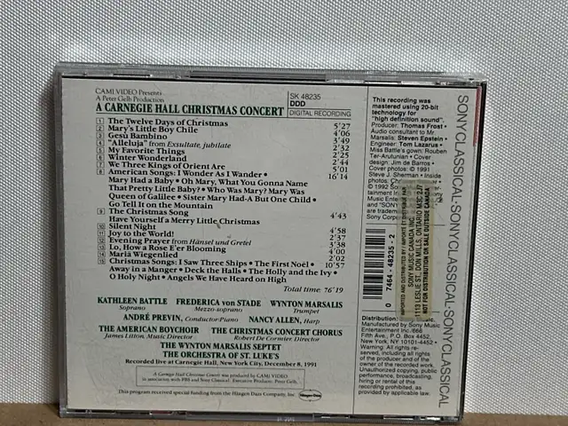 Sony Classical A Carnegie Hall Christmas 15 TrackConcert CD | CDs, DVDs ...