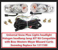 (NEW) Universal Snow Plow Lights Headlight Halogen Headlamp Kit