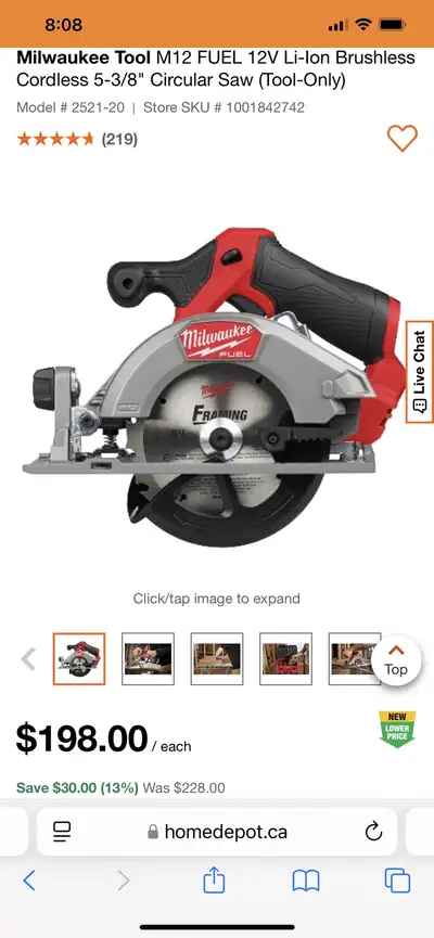 Milwaukee Tool M12 FUEL 12V Li-Ion Brushless Cordless 5-3/8" Cir, View more