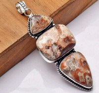 Crazy Lace Agate LARGE Stone Pendant New