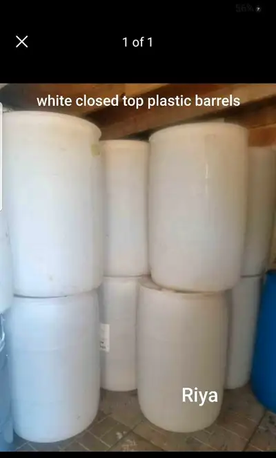 I have a few white 55 gallon Closed top plastic barrels previously contained skin fragrance such as...
