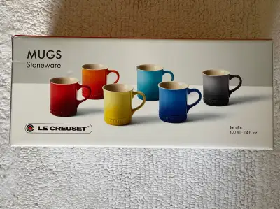 NEW in original box. Le Creuset Stoneware 14oz Mug, Set of 6 Multicolor • Premium stoneware is desig...