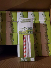 Table Accents 8" Stripe Paper Straws - 23 packs of 81  - NEW