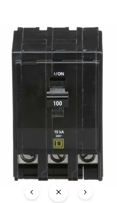 Square D - 100 Amp Circuit BreakerPlug-In - 100 Amp - 3 Pole - 2, View more