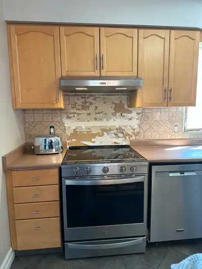 Kitchen Cupboard Doors and 4 Drawers $100 Countertops with SS Double Sink and auto tap taps $120 Isl...