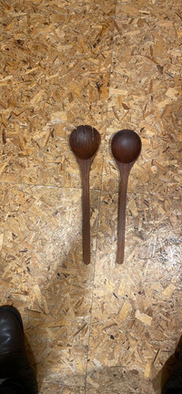 Large Walnut Wood salad fork and spoon 