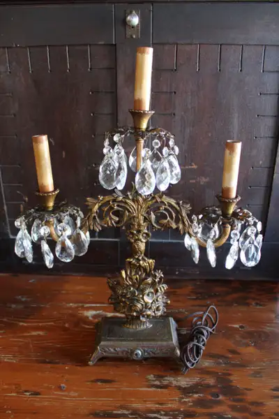 Vintage Metal Table Lamp With Crystals, View more