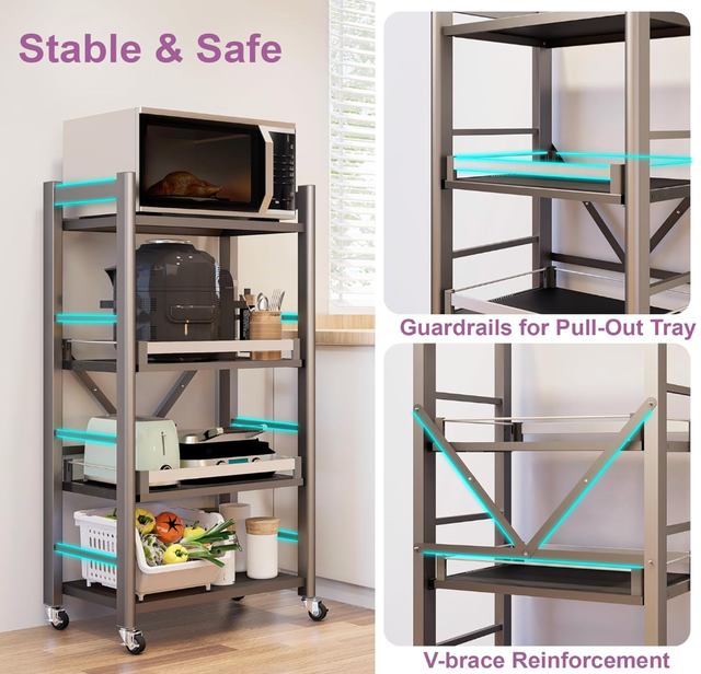 4-Tier Pull Out Bakers Rack for Kitchen Stand with Storage in Kitchen & Dining Wares in Edmonton - Image 7