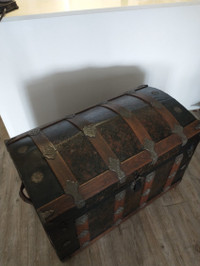Antique 1800’s Humpback Steamer Trunk, Made in Montreal