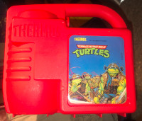 1991 TMNT Teenage Mutant Ninja Turtles Plastic snack kit thermos