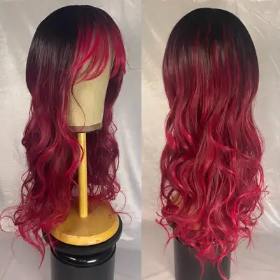 NEW red & black ombré synthetic wig, View more